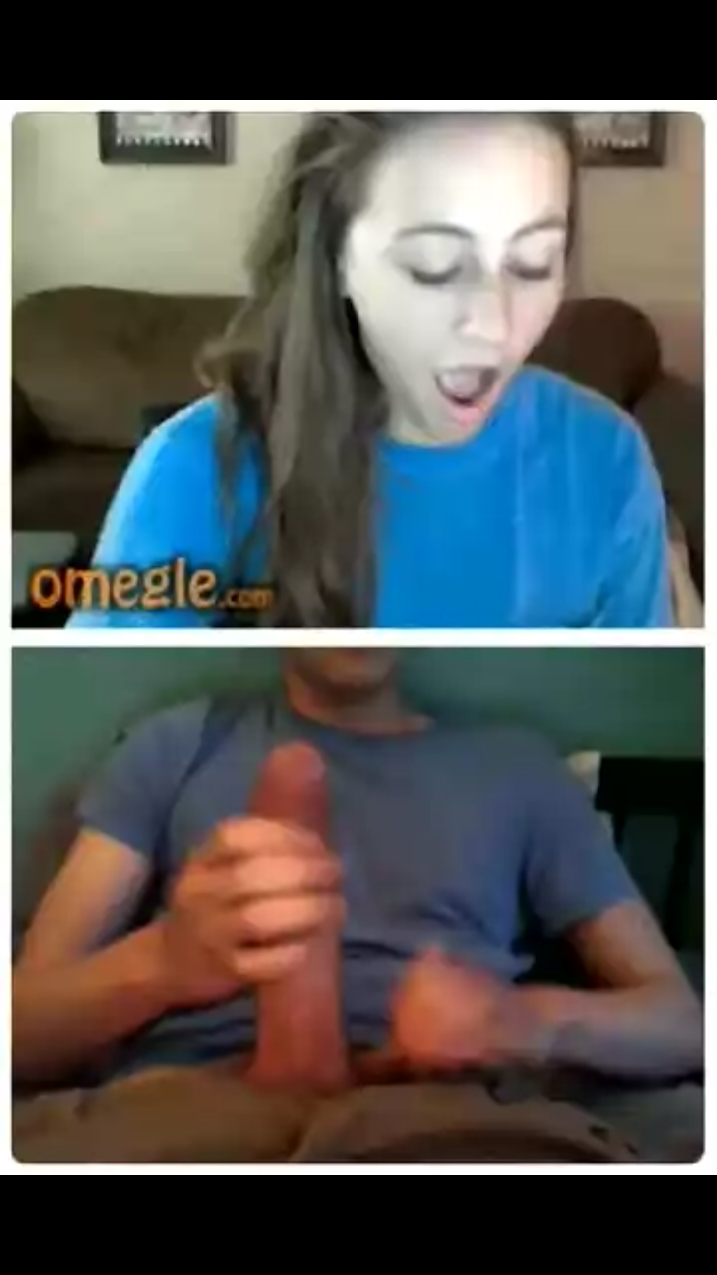 Blue shirt omegle girl reaction to dick